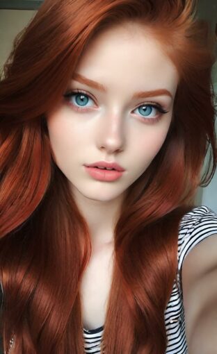 AI girl with red hair wallpaper