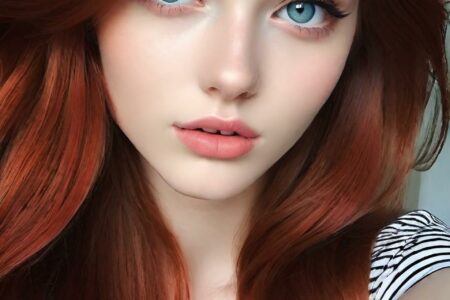AI girl with red hair wallpaper