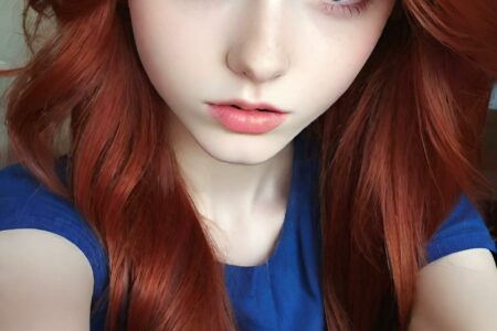 AI girl with red hair wallpaper