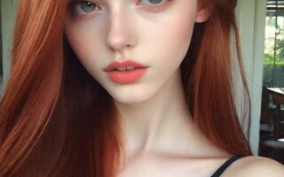 AI girl with red hair wallpaper