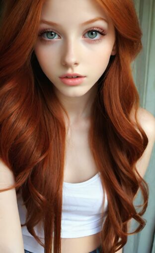 AI girl with red hair wallpaper