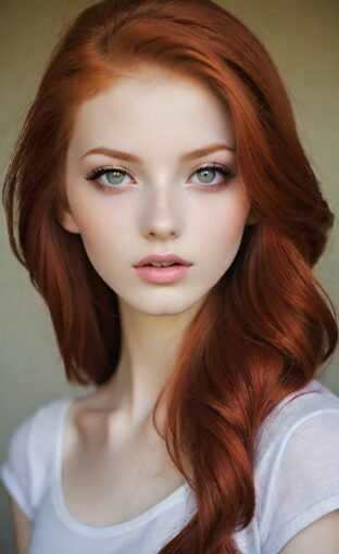 AI girl with red hair wallpaper