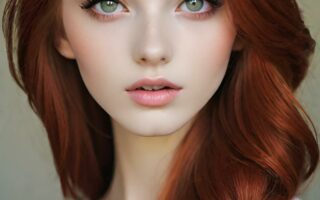 AI girl with red hair wallpaper