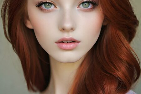 AI girl with red hair wallpaper