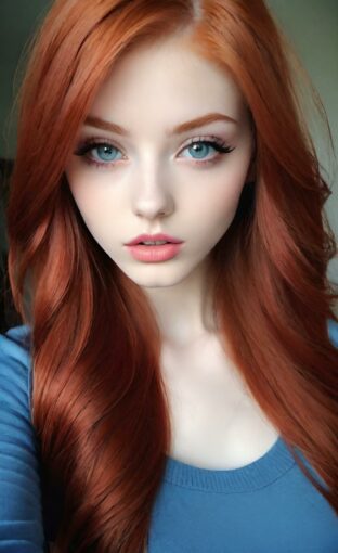 AI girl with red hair wallpaper