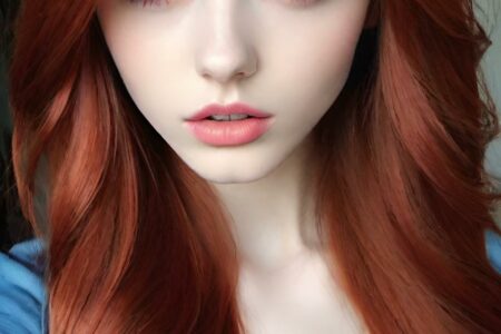 AI girl with red hair wallpaper
