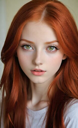 AI girl with red hair wallpaper