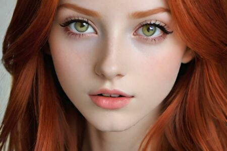 AI girl with red hair wallpaper