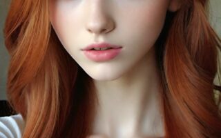 AI girl with red hair wallpaper