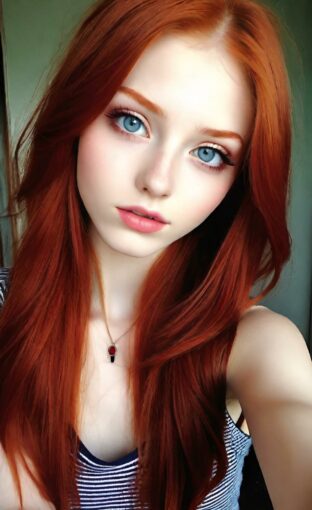 AI girl with red hair wallpaper