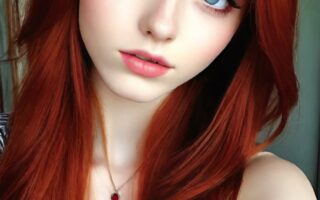 AI girl with red hair wallpaper