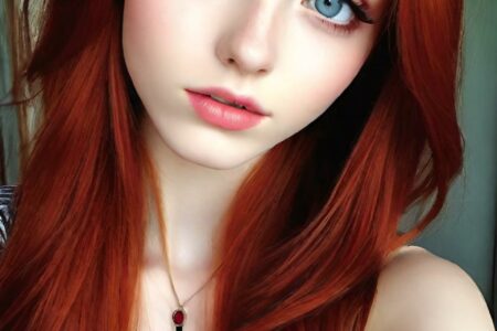 AI girl with red hair wallpaper