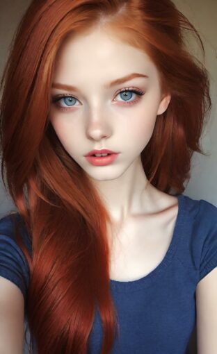 AI girl with red hair wallpaper