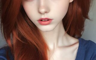 AI girl with red hair wallpaper
