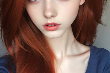 AI girl with red hair wallpaper