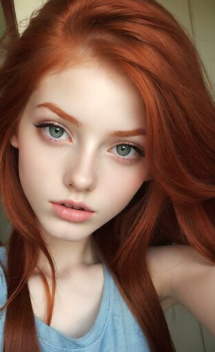 AI girl with red hair wallpaper