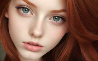 AI girl with red hair wallpaper