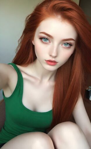 AI girl with red hair wallpaper