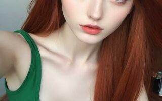 AI girl with red hair wallpaper