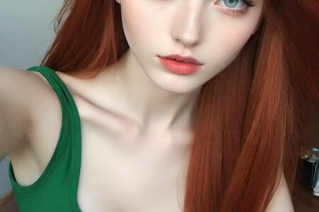 AI girl with red hair wallpaper