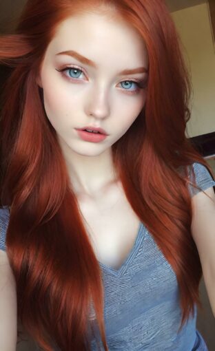 AI girl with red hair wallpaper
