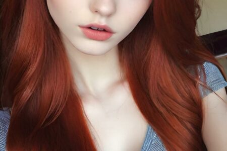 AI girl with red hair wallpaper