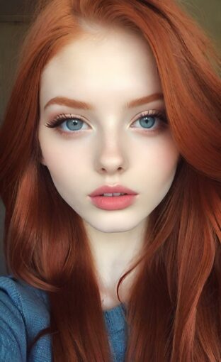 AI girl with red hair wallpaper