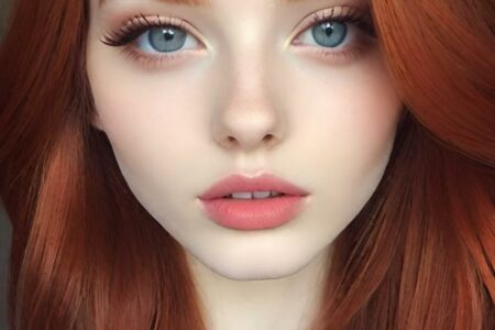 AI girl with red hair wallpaper