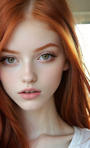 AI girl with red hair wallpaper