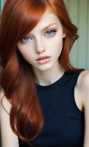 AI girl with red hair wallpaper