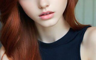 AI girl with red hair wallpaper