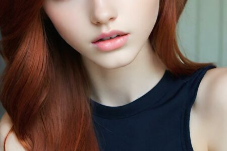 AI girl with red hair wallpaper