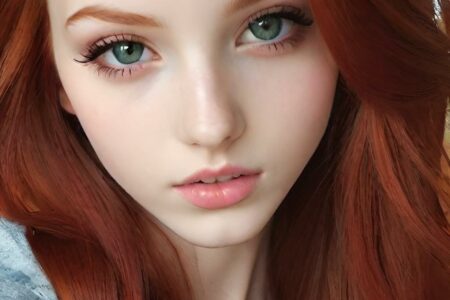 AI girl with red hair wallpaper