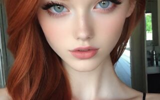 AI girl with red hair wallpaper