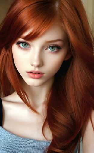 AI girl with red hair wallpaper