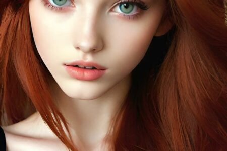 AI girl with red hair wallpaper