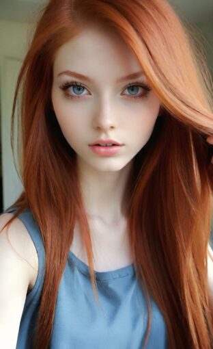 AI girl with red hair wallpaper