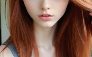 AI girl with red hair wallpaper