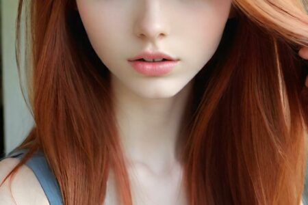 AI girl with red hair wallpaper