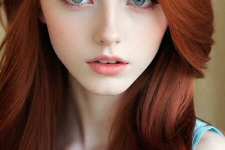 AI girl with red hair wallpaper