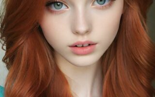 AI girl with red hair wallpaper