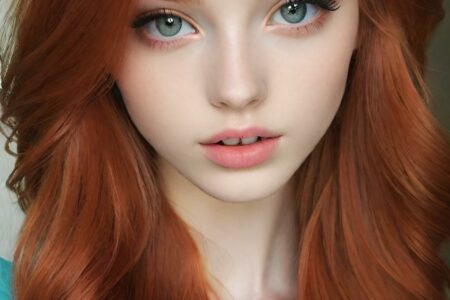 AI girl with red hair wallpaper