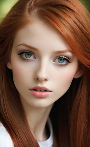 AI girl with red hair wallpaper