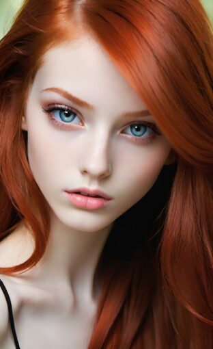 AI girl with red hair wallpaper