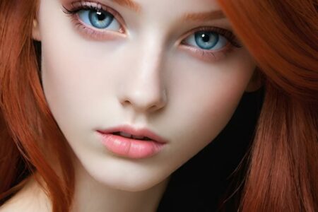 AI girl with red hair wallpaper