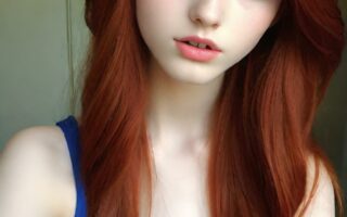 AI girl with red hair wallpaper