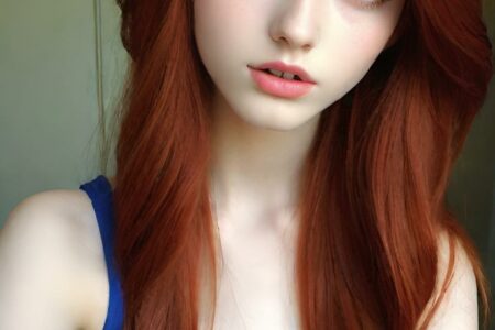 AI girl with red hair wallpaper