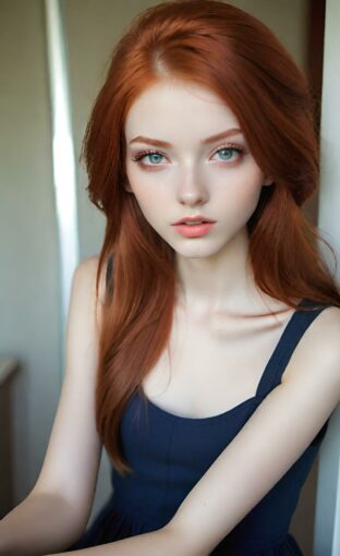 AI girl with red hair wallpaper