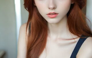 AI girl with red hair wallpaper
