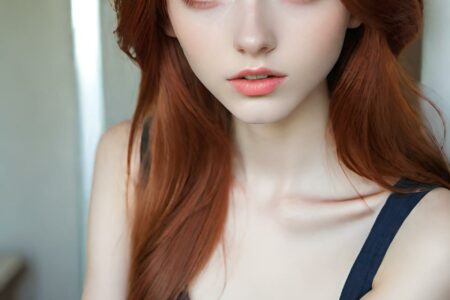 AI girl with red hair wallpaper